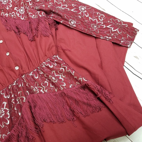SOLD Vintage Cowgirl Western Fringe Lace Dress - Picture 6 of 6